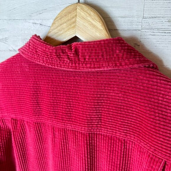 L.L. Bean Shacket Womens Size Medium Hot Pink Corduroy Button Down Cotton Fall - Picture 14 of 16